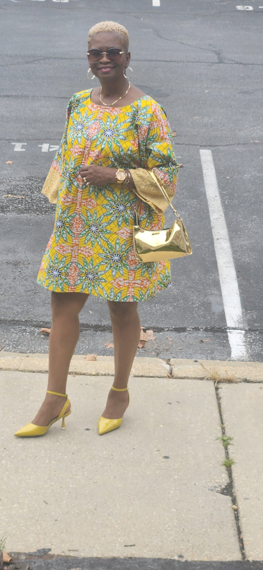 Yellow and green cotton dress